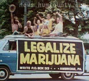 hippies in a van for legalization of pot ganja weed